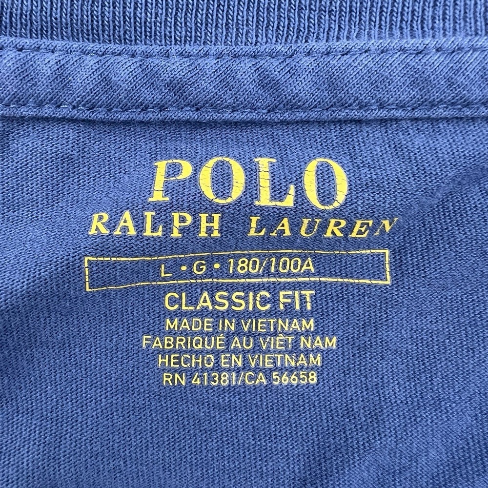 Polo Ralph Lauren Men's Large Blue Spell Out Hawaiian Print T Shirt Hula - Picture 7 of 8